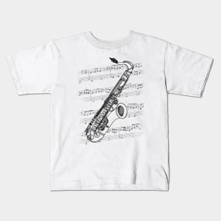 Saxophone Sax Player Saxophonist Jazz Musician Kids T-Shirt